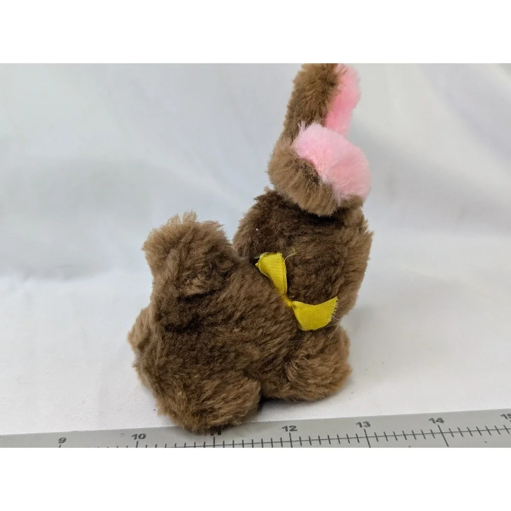 Russ Brown Mini Rabbit Plush 4 Inch Pink Ears Lot‎ of 2 Stuffed Animal Toy